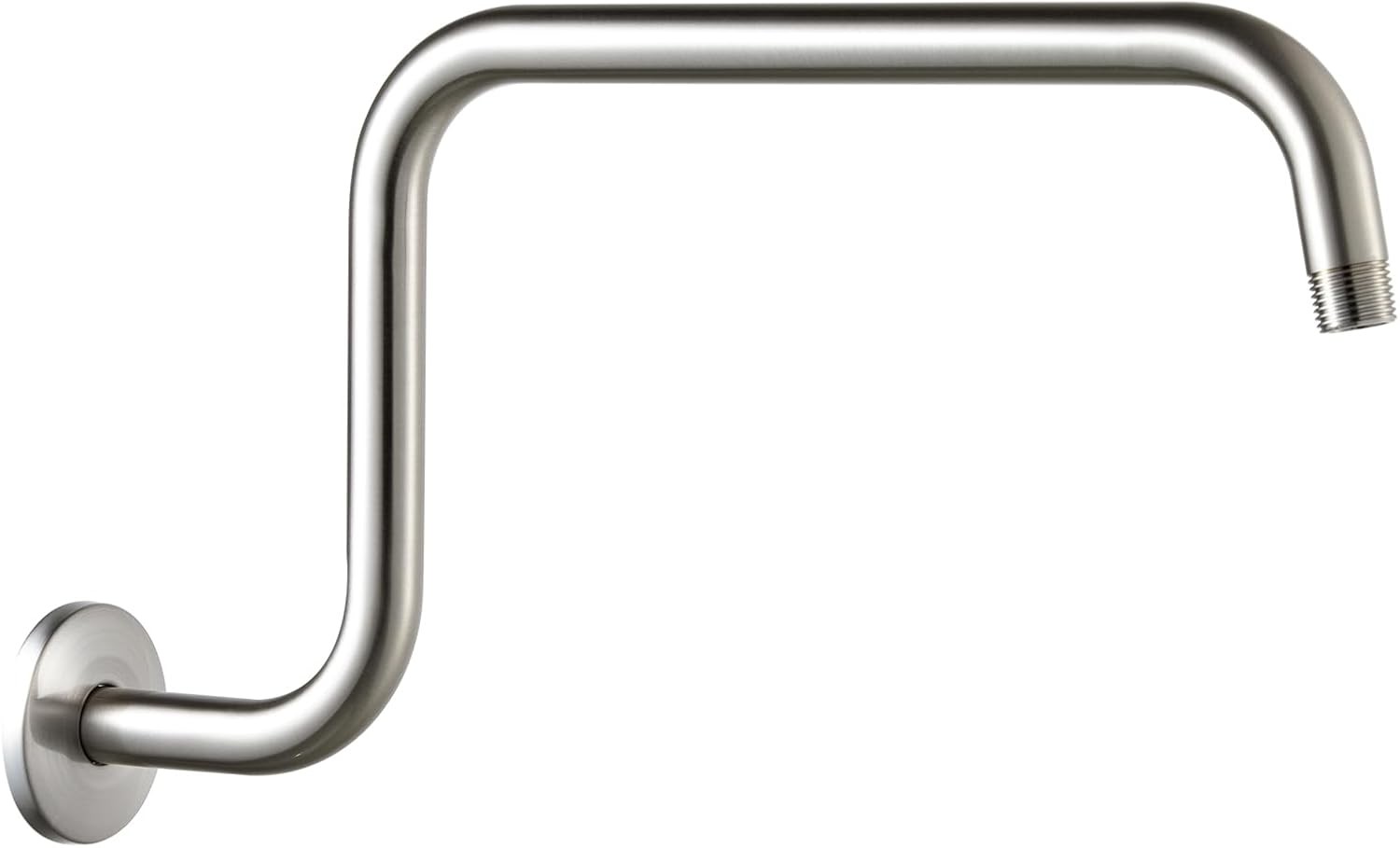 OFFO Shower Head Extension Arm 16 In, Brushed Nickel S Shaped High Rise Extender