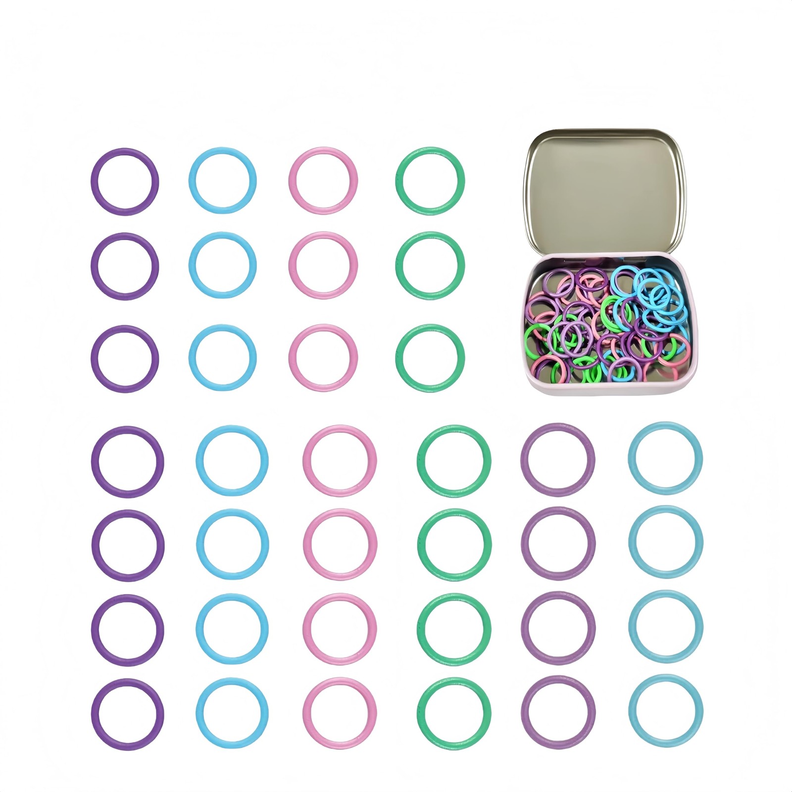 Wonafa 50Pcs Round Metal Stitch Markers,Metal Colorful Orbicular-50pcs