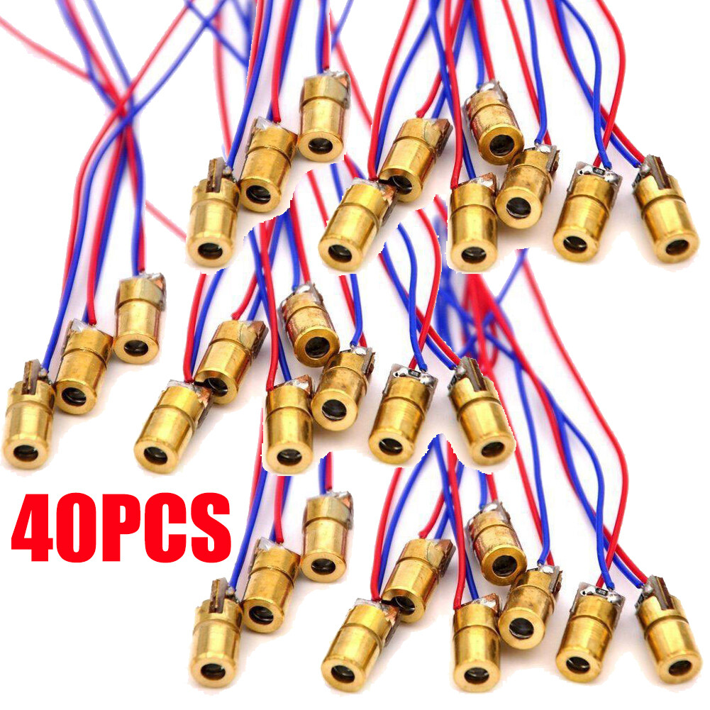40PCS 650nm 6mm 3V 5mW Mini Laser Dot Diode Module Head WL Red NEW