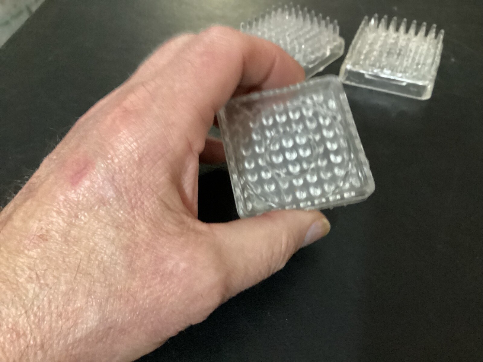 (3) Plastic Square Furniture Leg Cups for Use on Carpet