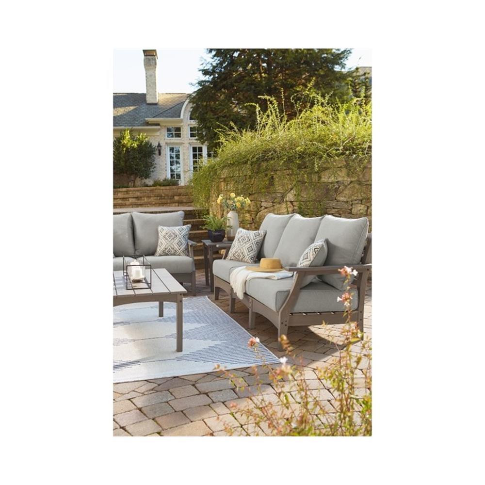 Signature Design by Ashley Visola Outdoor Fabric Sofa with Cushion in Gray