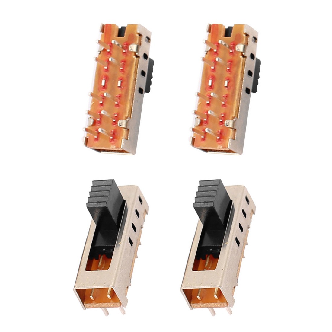 4 Position 10P 2P4T Panel Mount Micro Slide Switch Latching Power Switch, 5Pcs