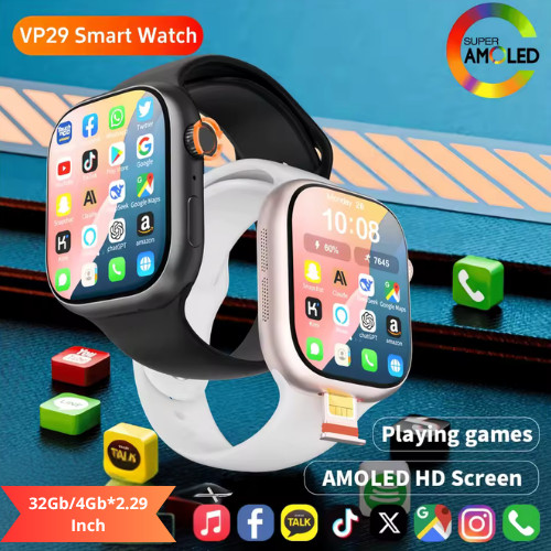 VP29 Smart Watch 5G 4G LTE Unlocked Android GPS WiFi 180° Rotating HDCamera