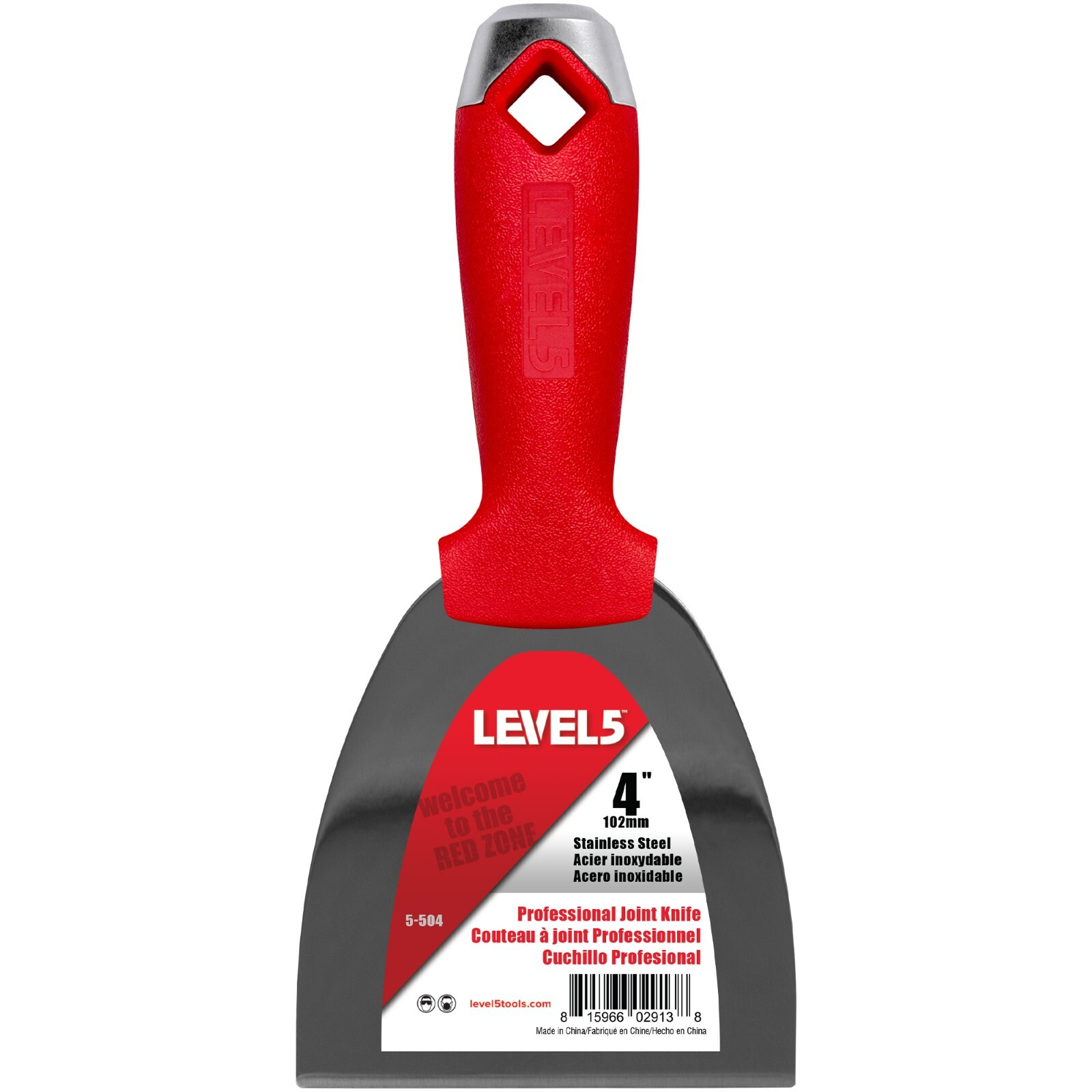 LEVEL5 4" Drywall Putty Knife - Stainless Steel, Composite Handle | 5-504