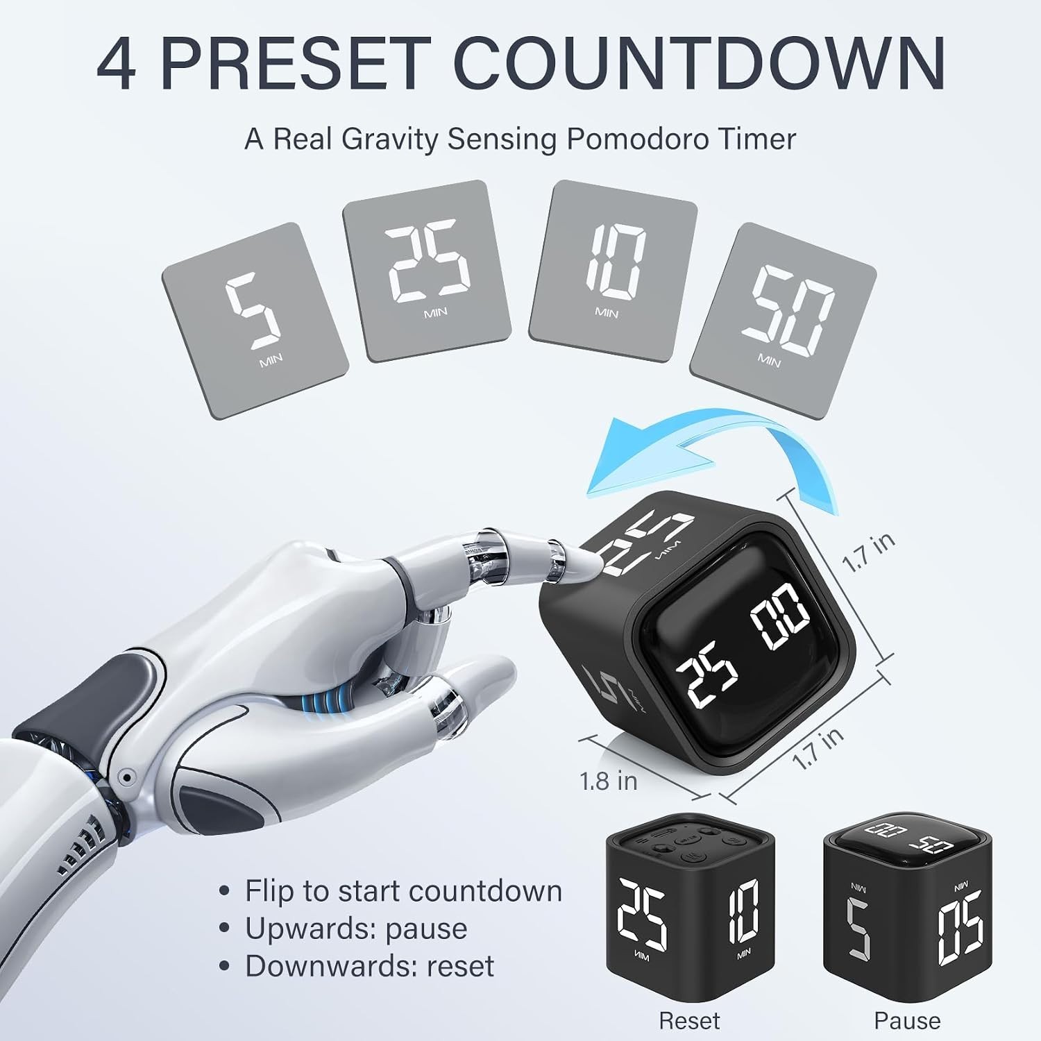 Rotating Pomodoro Timer 5/25/10/50, Desk Productivity Flip Timer, ADHD Tool |...