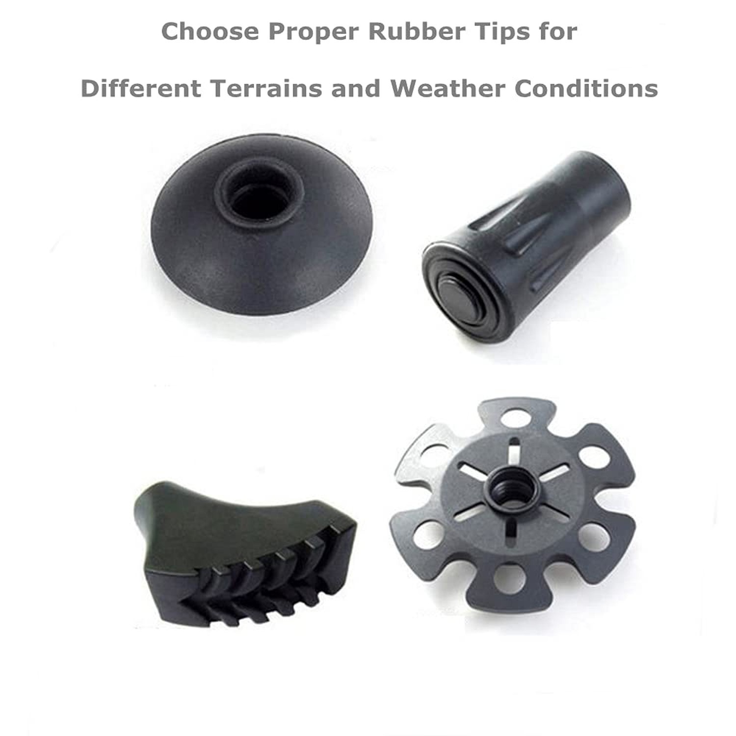 Walking Stick Tips Rubber 4pcs Trekking Pole Tips Replacement- Rubber Feet fo...