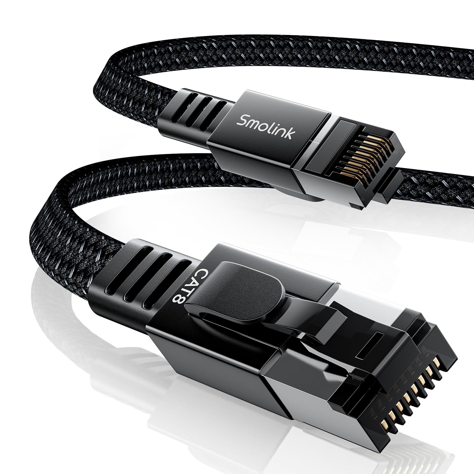 Cat 8 Ethernet Cable 50ft 40Gbps 2000MHz High Speed Nylon Braided RJ45 LAN Cord