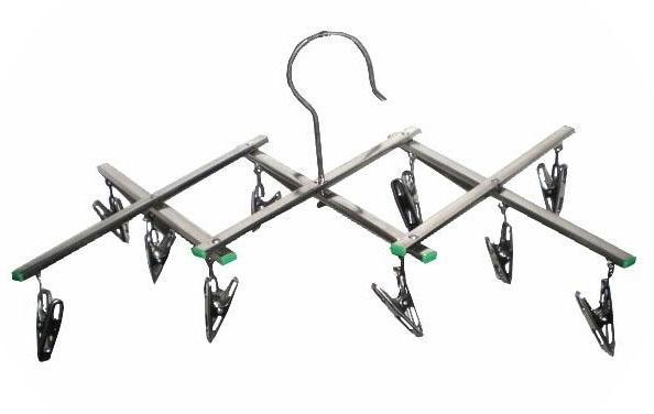 EXPANDABLE DISPLAY HANGING RACK 10 METAL CLIPS flags caps hats ceiling hanger