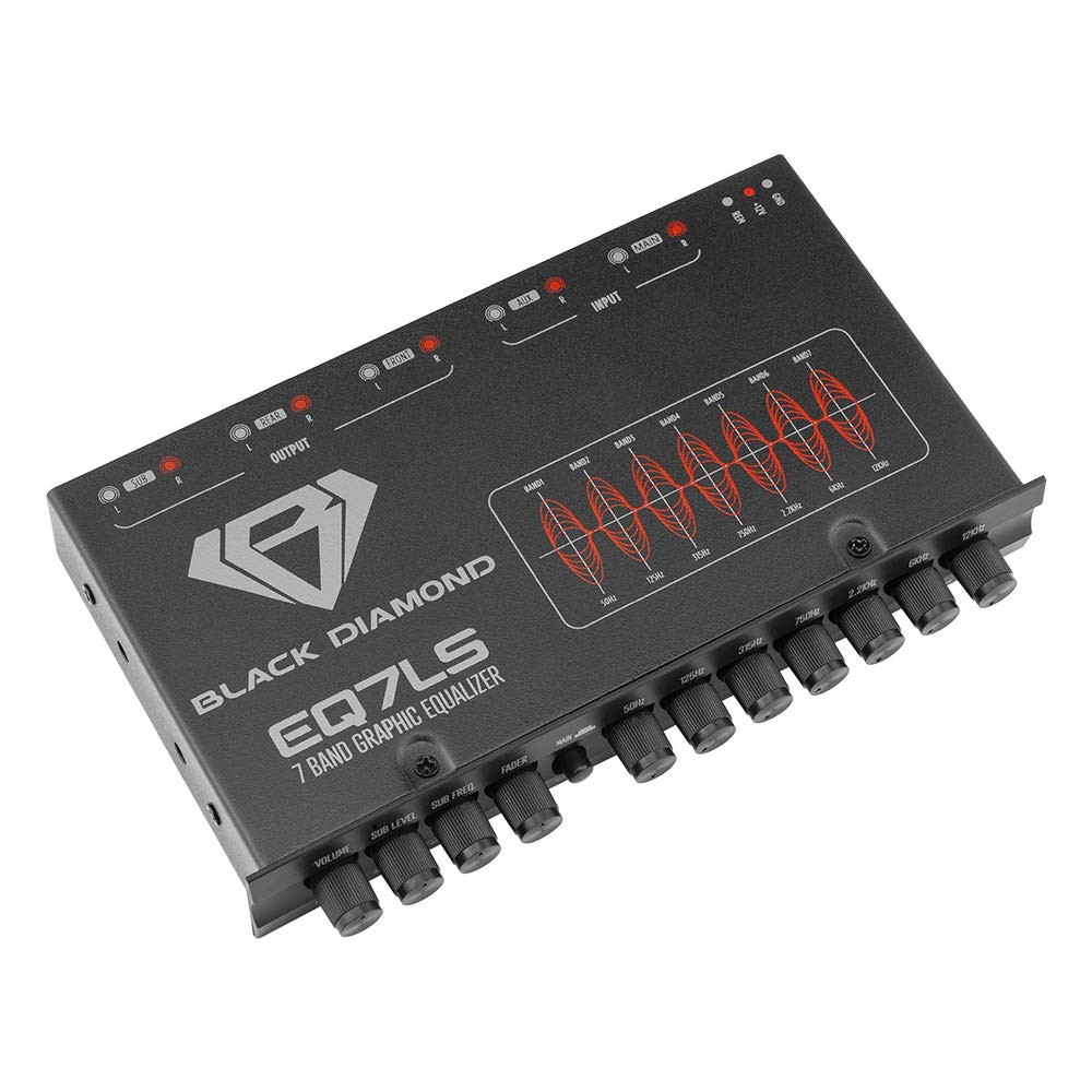 Black Diamond EQ7LS 7-Band Stereo Equalizer/Crossover Pre Amp Equalizer black
