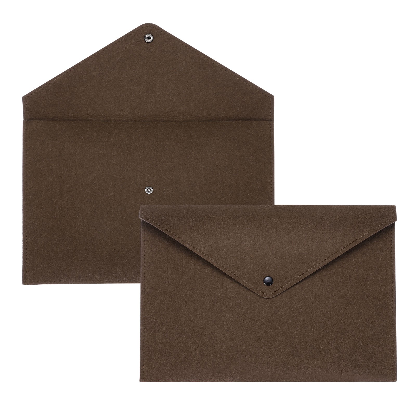 2 Pcs Felt File Folders, Folder File Document with Button Closure(Dark Brown)