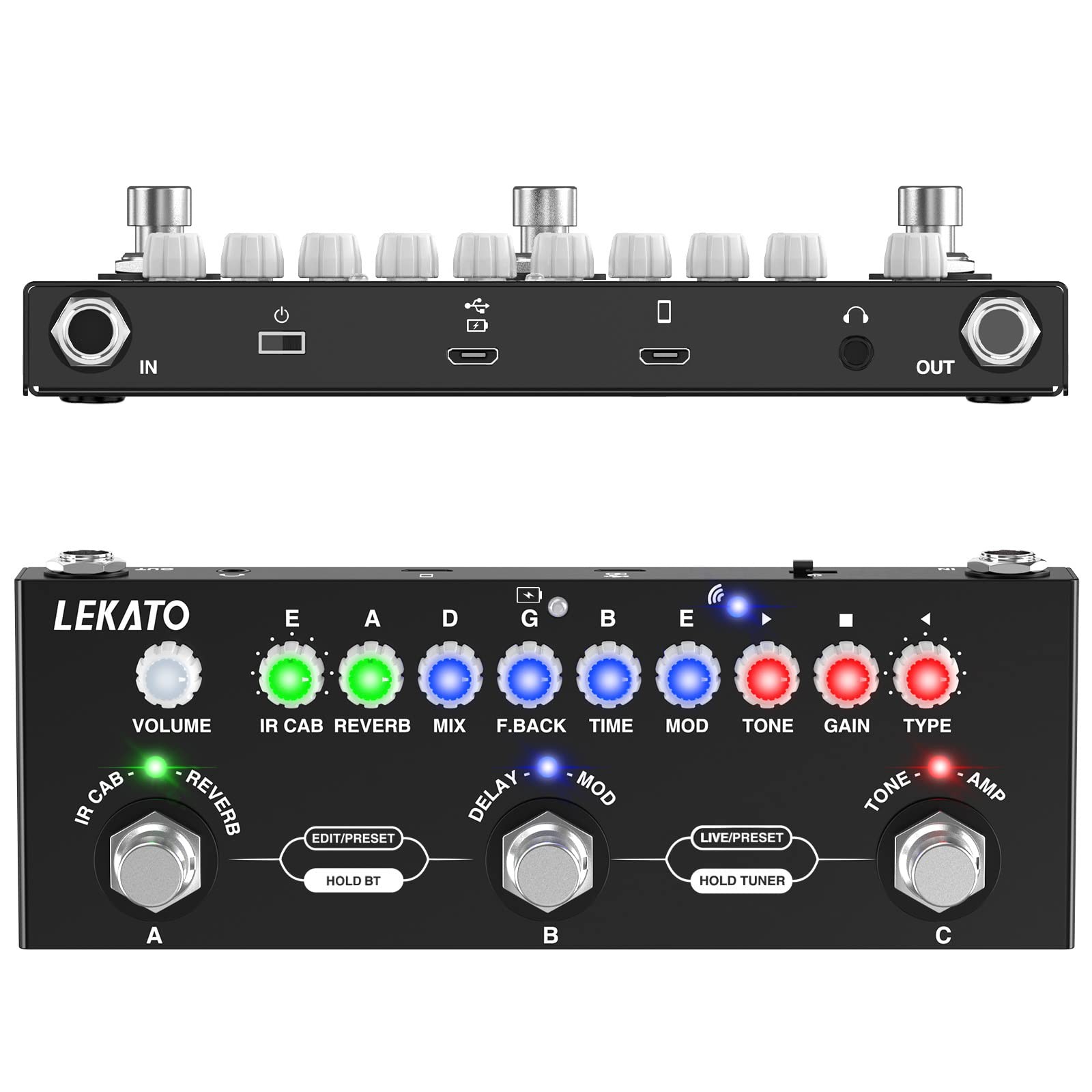 Multi Effects Guitar Pedal, with IR Loading 9 AMP Models, Delay Reverb Distor...