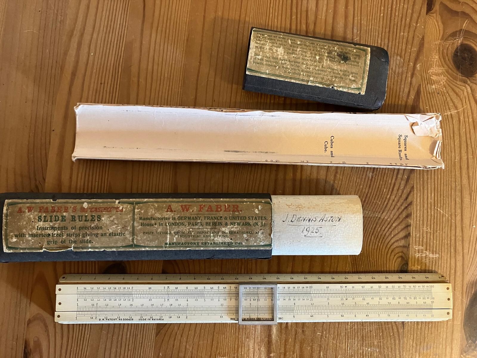 Rare Antique 1925 "Castell" Slide Rule A. W. Faber No. 361 – Patent No. 206428