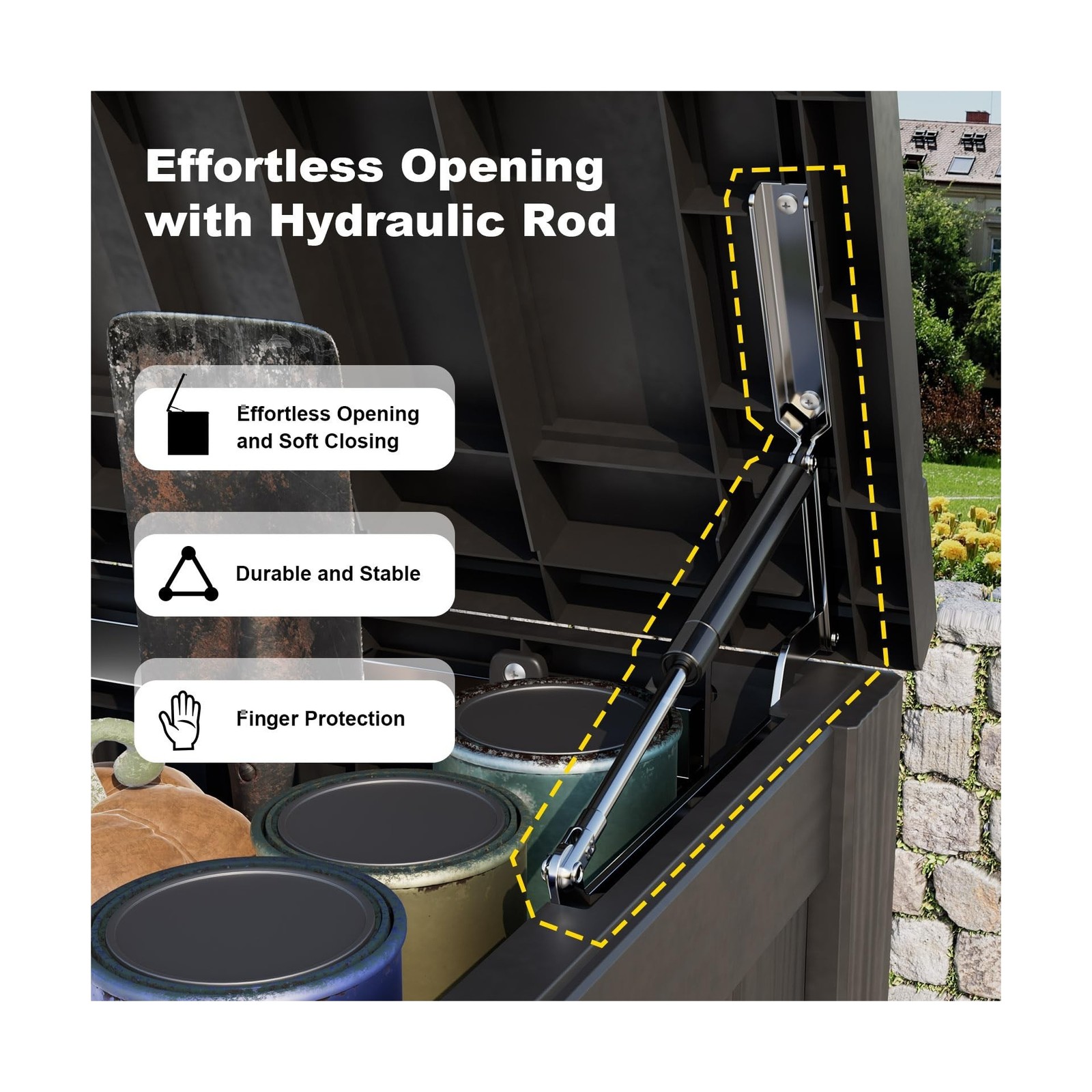 DRATO 180 Gallon Outdoor Storage Box, Large Waterproof Deck Box, Lockable Res...