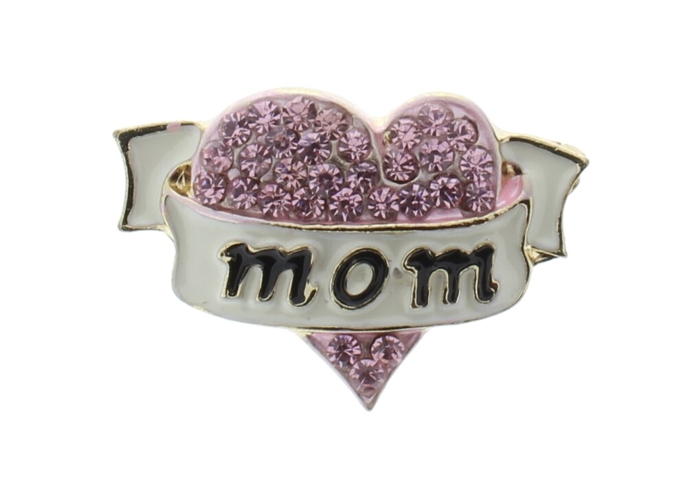 Heart with a Mom Ribbon Hat or Lapel Pin Brooch Broach