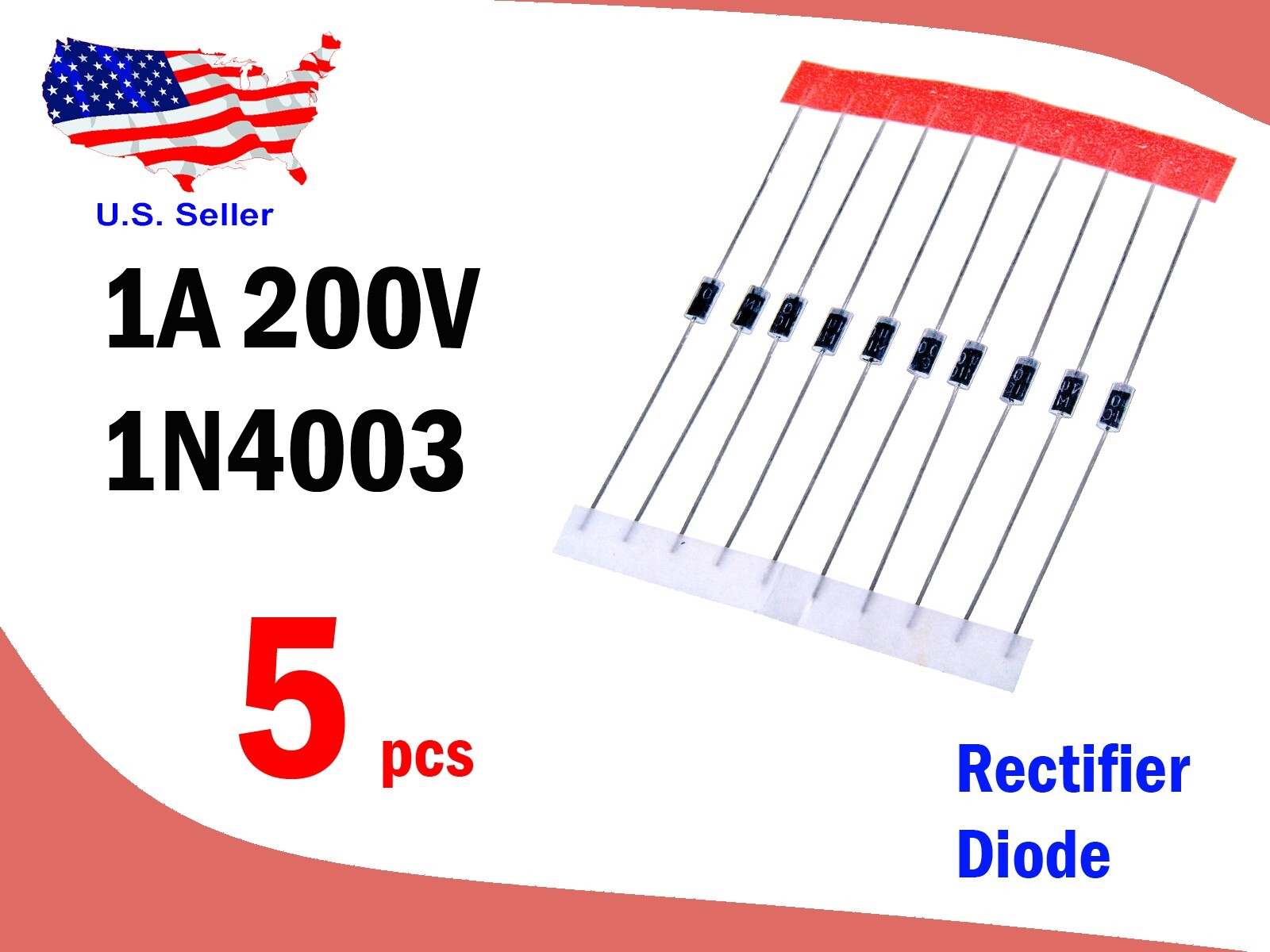 1N4003 (5 pcs) 1A 200V Rectifier Diode - Free & Fast shipping