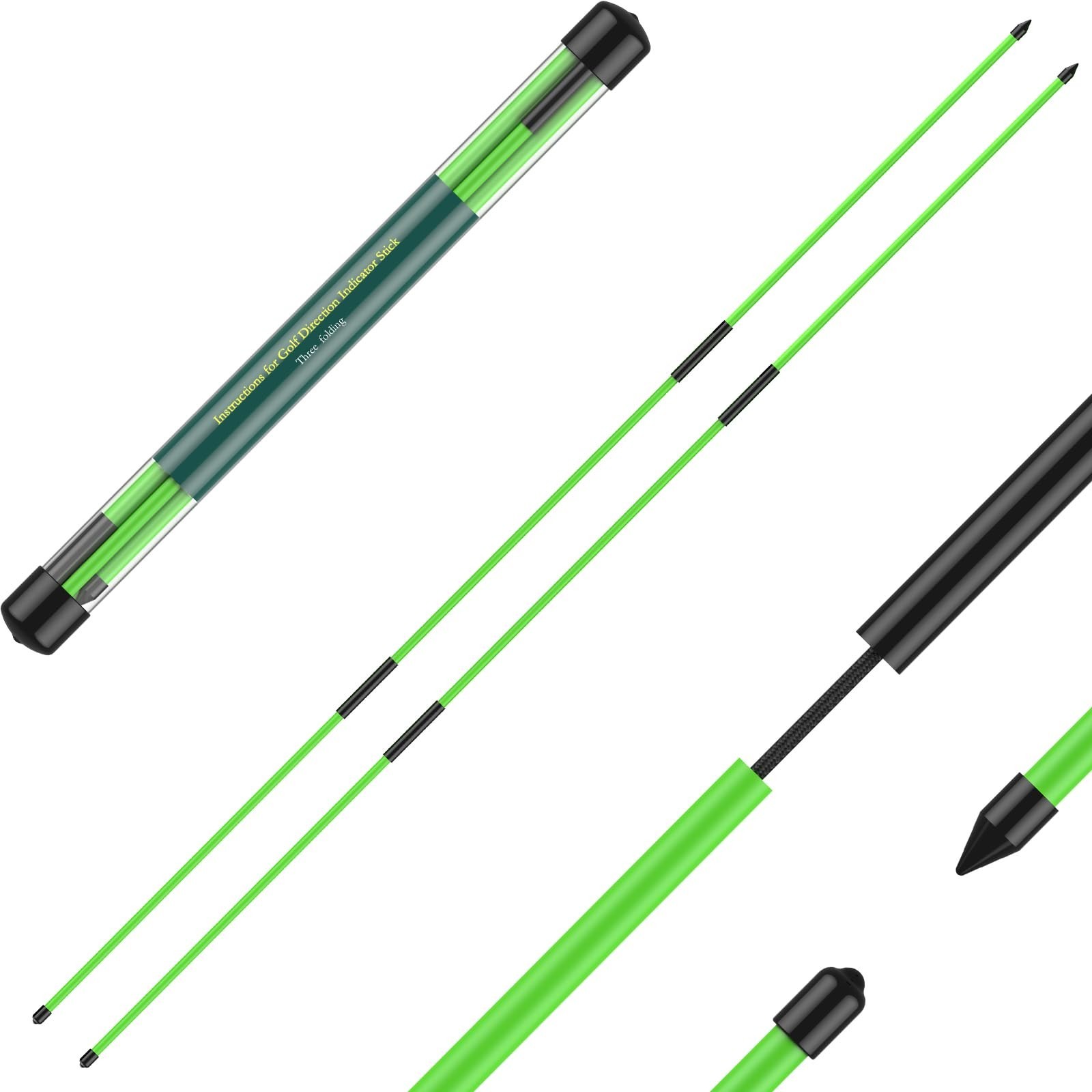 GreenHaven 2 Pack Golf Alignment Sticks 48 Inch Collapsible Golf Alignment Pr...
