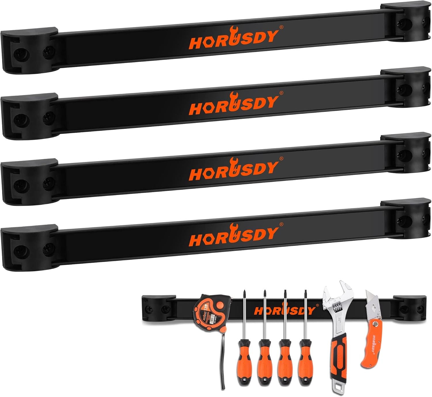 12" Magnetic Tool Holder Strip, 4-Pack Tool Magnet Bar for Garage Organi