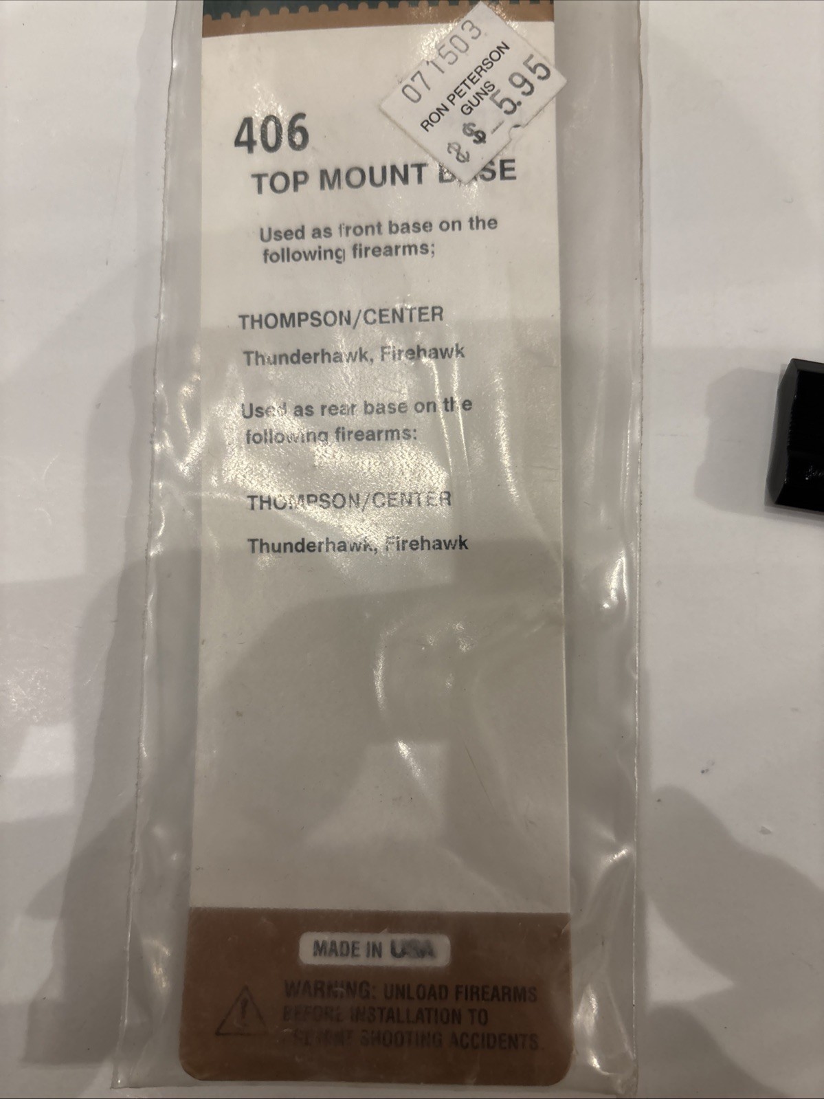 Weaver scope Mount for Thompson Center Thunderhawk, Firehawk - #406- GLOSS