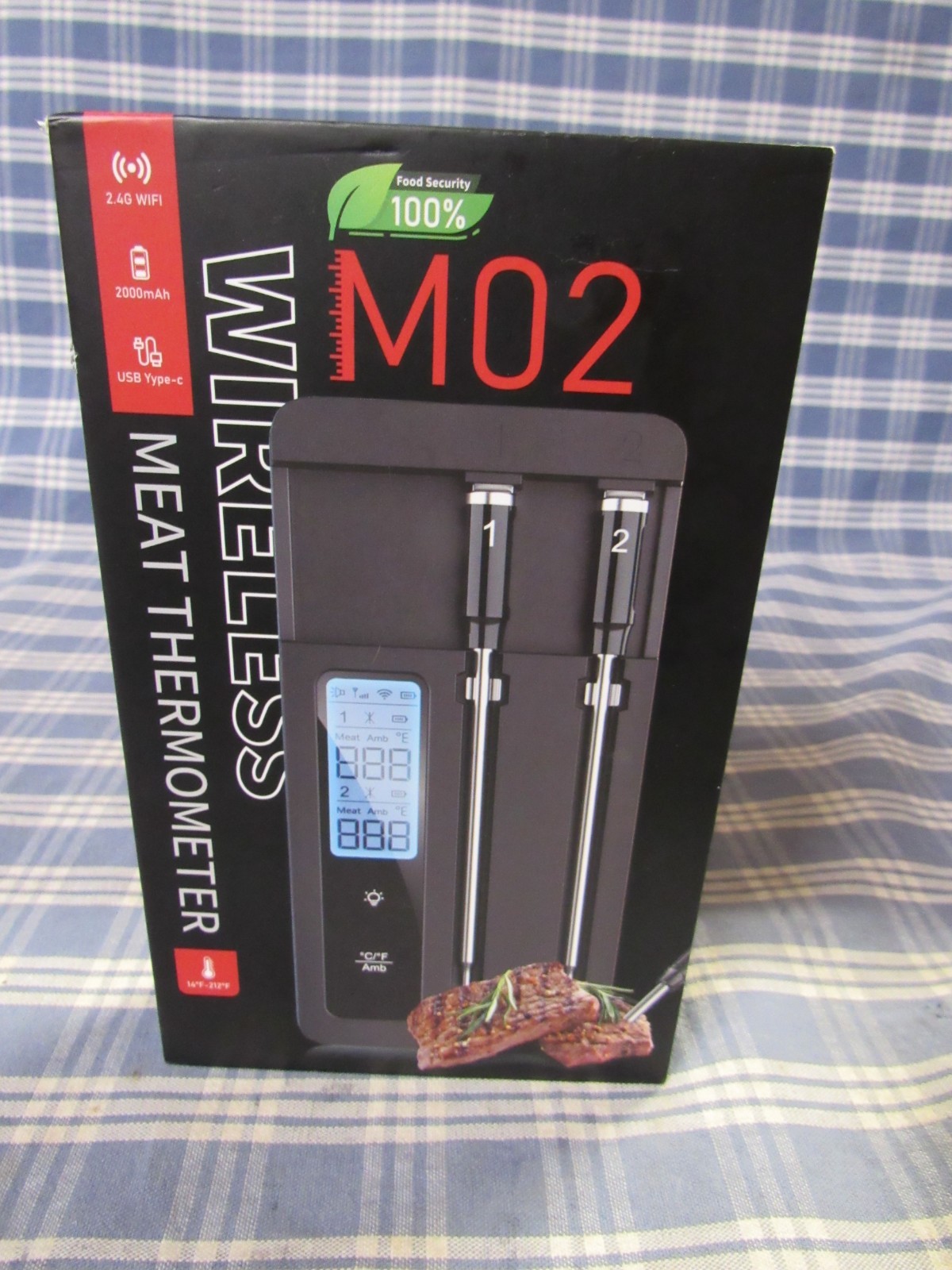 ROUUO Wireless Meat Thermometer Model M02 (New Open Box) FAST FREE SHIPPING.