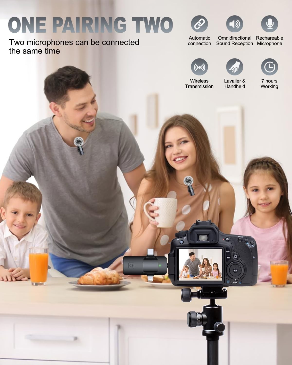 Dual Wireless Lavalier Microphone - Easy Setup & Enhanced Sound Quality – Black