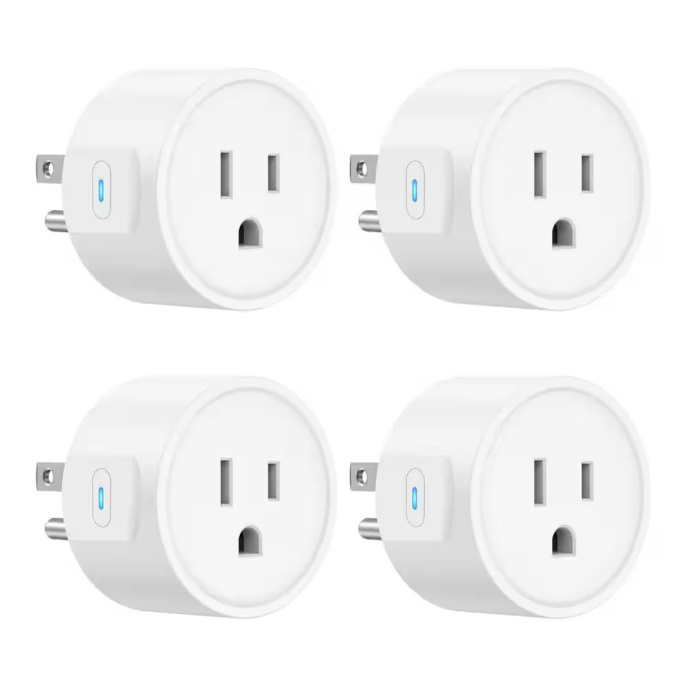 10 Amp 120-Volt Wi-Fi Bluetooth Grounding Smart Plug Connector White ETL FCC Cer