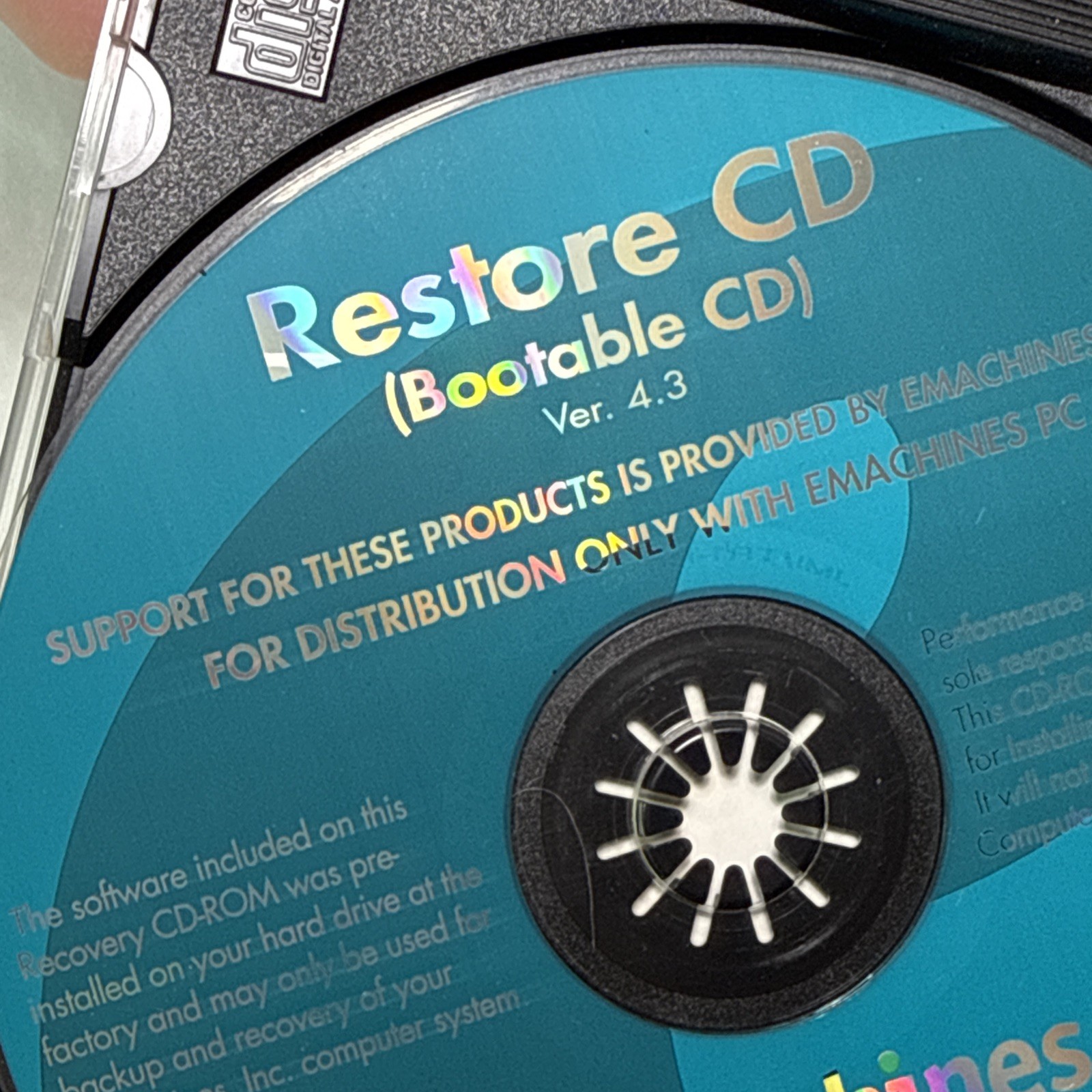 eMACHINES ETOWER 500IS RESTORE CD VER. 3.6 BOOTABLE CD