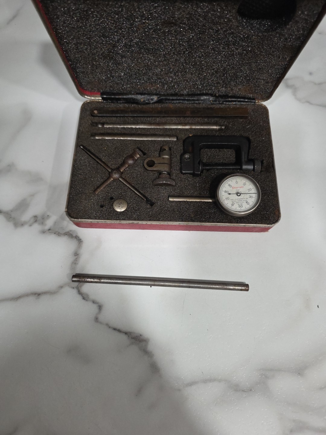 Vintage Starrett Dial Test Indicator 196 Universal Black Plunger Kit & Case READ