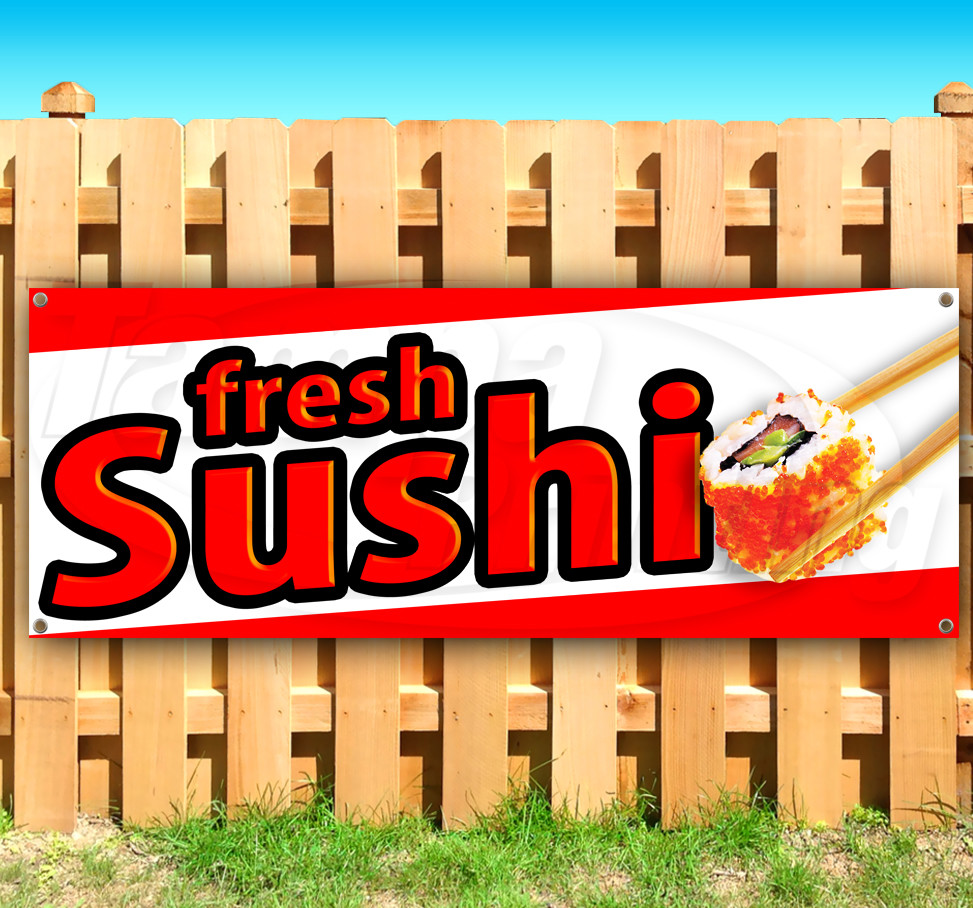 FRESH SUSHI Advertising Vinyl Banner Flag Sign Many Sizes CARNIVAL FAIR FOOD