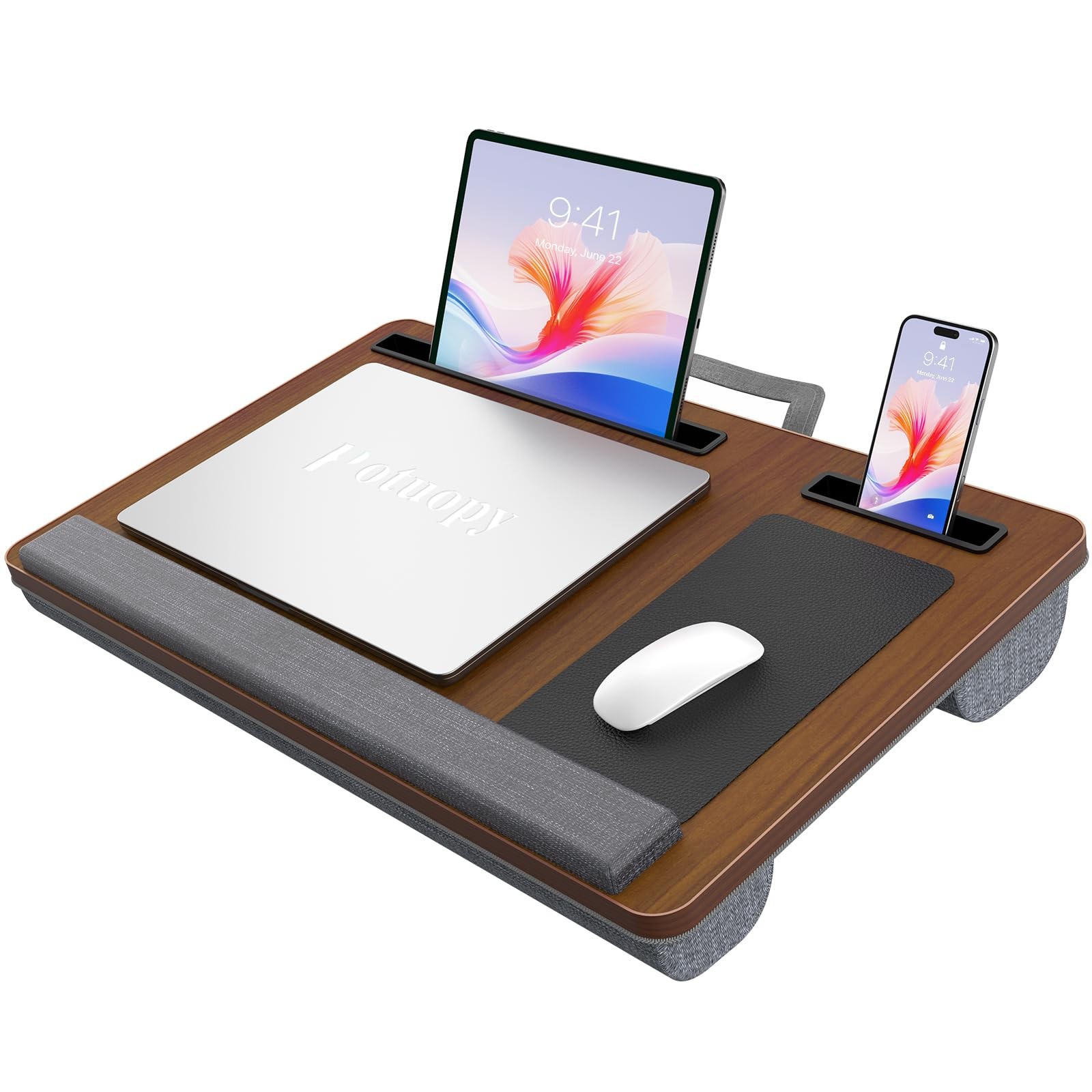 Lap Desk Fits Up To 17 Inch Laptop Wrist Pad Stand Bed Cushion Dark Brown