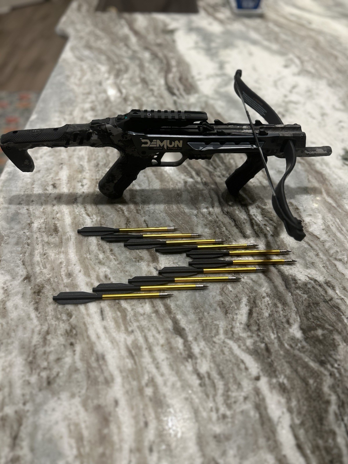 Demon Crossbow Model Demon with Arrows and Bolts Black Gray for Men