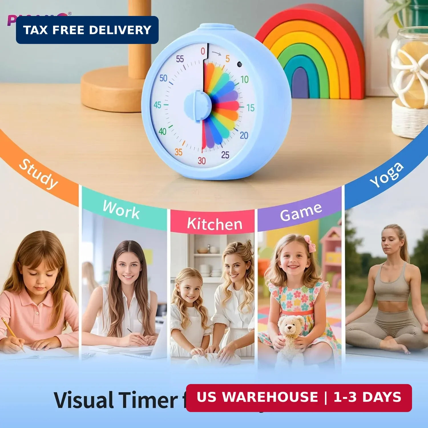 Visual Timer, 60-Minute Countdown Timer for Kids and Adults with Adjustable Volu