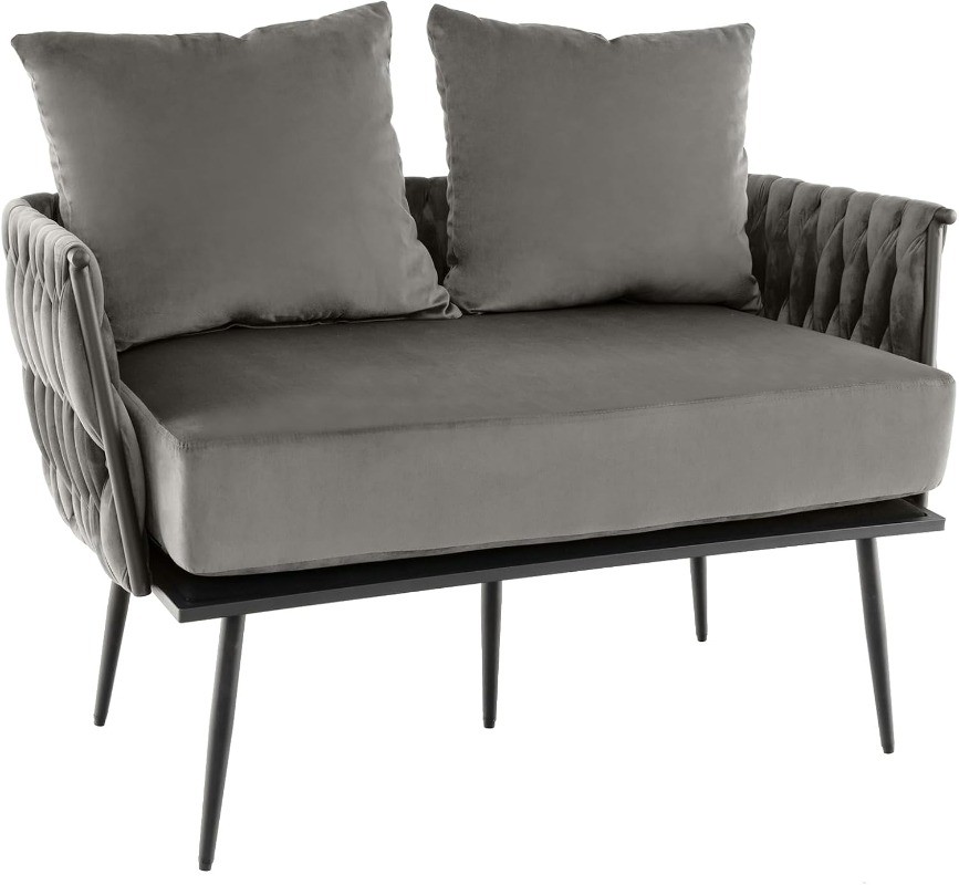 Loveseat Upholstered 2 Seat Sofa Couch with Dutch Velvet Woven Back and Arms