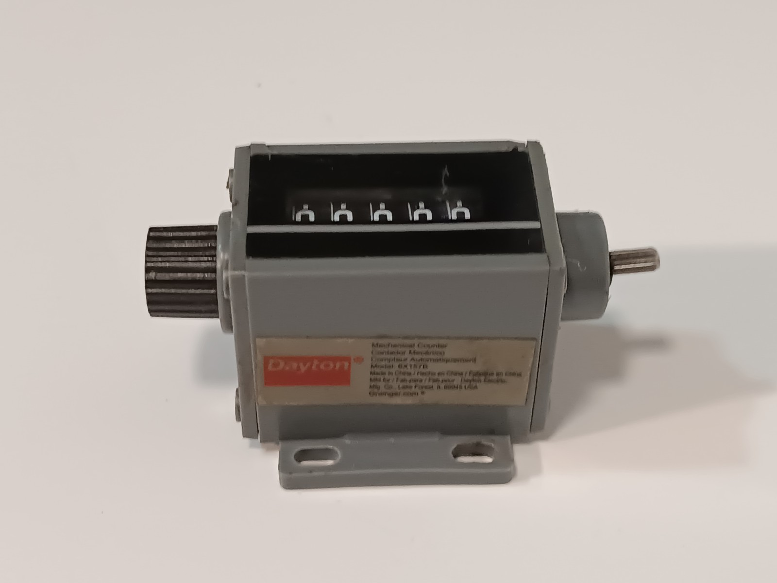 Dayton 6X157B Mechanical Counter, 5 Digit, Top Coming with Base Mount