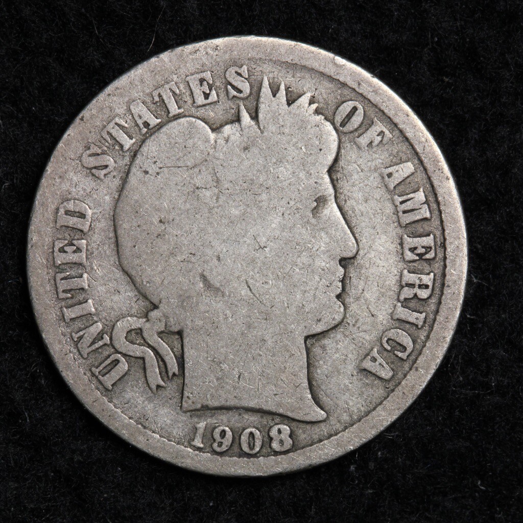 1908 Silver Barber Dime GOOD FREE SHIPPING