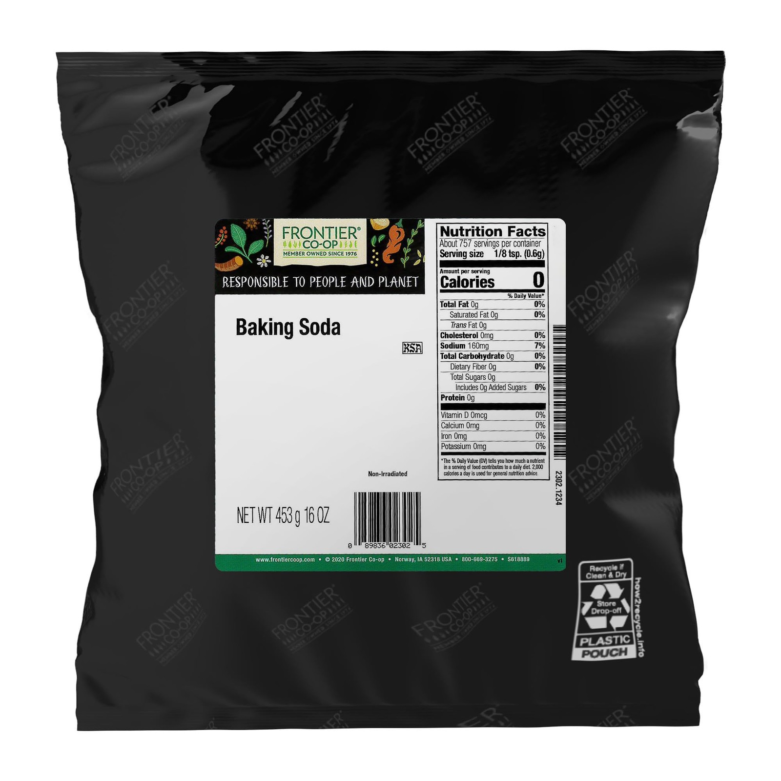 Frontier Co-op Baking Soda Powder, Kosher | 1 lb. Bulk Bag