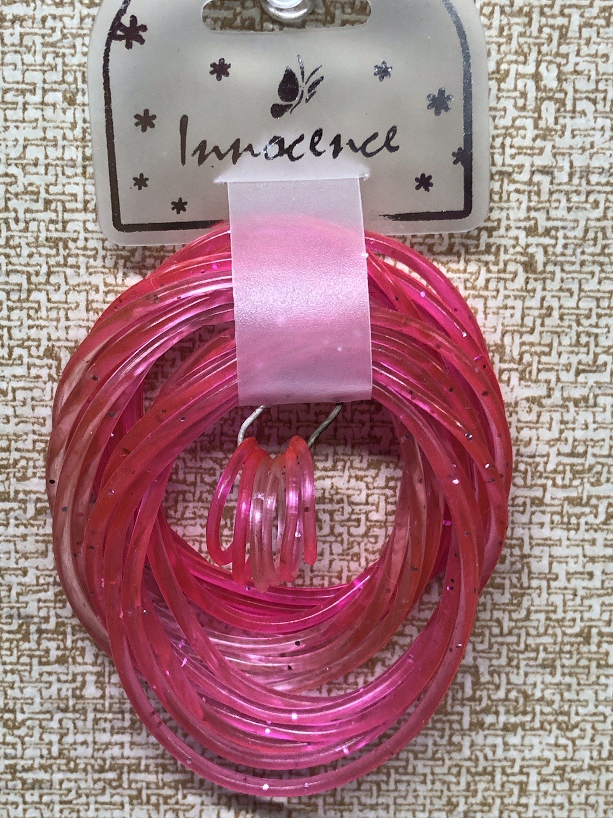 New 22 Piece PINK GLITTER Jelly(16) Bracelets &(6) Rings Set - 3 Shades of Pink