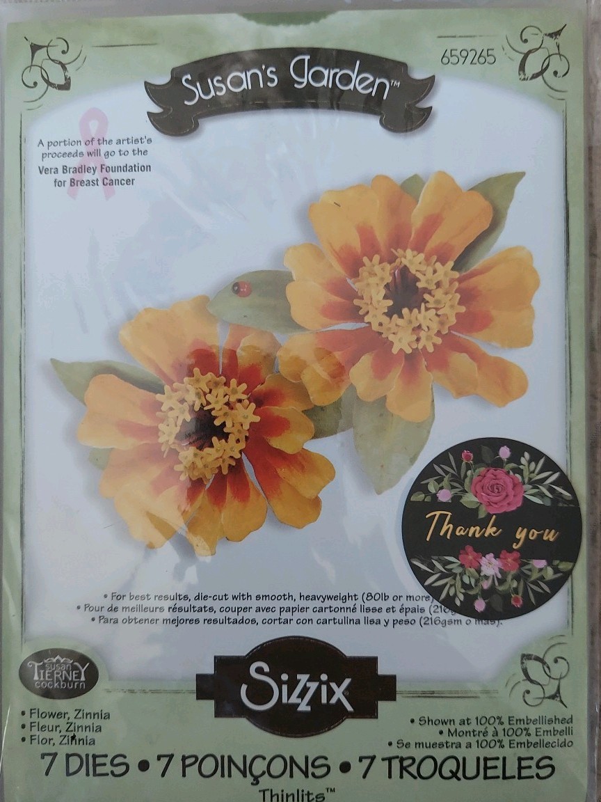 Sizzix Susan's Garden Zinnia 7 Cutting Dies Set NIP 659265