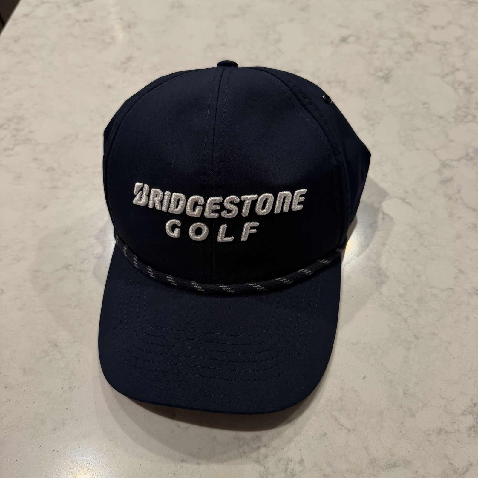 Bridgestone "The Rope" Snapback Golf Hat Navy Blue Performance Snapback