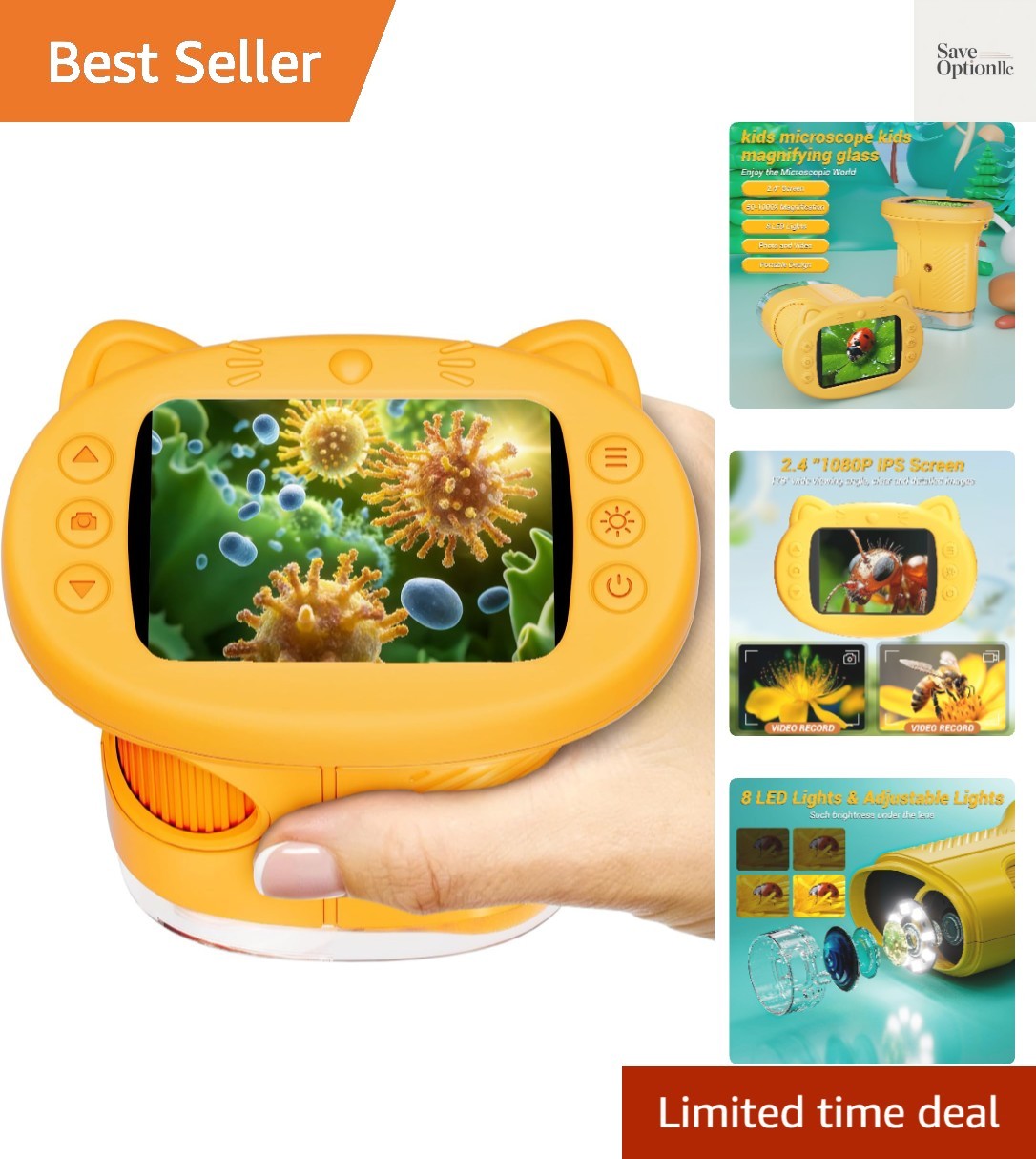 Kids Microscope: 1000X Handheld Pocket Microscope for Photo and Video Portabl...