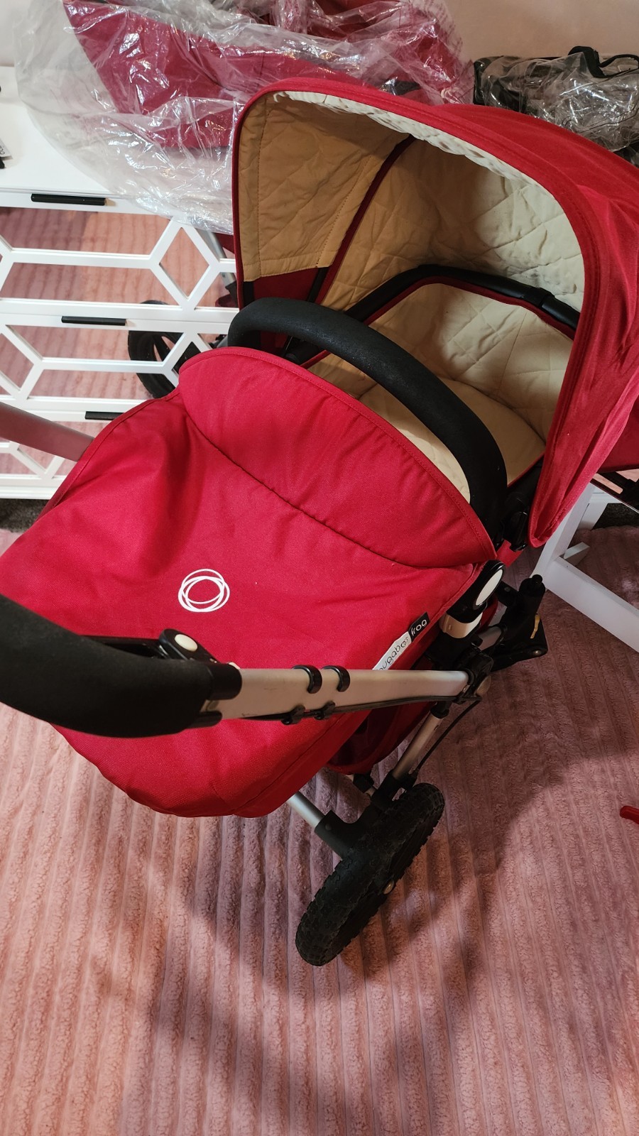 Bugaboo Frog Baby Stroller with Bassinet Attachment — RED , Excellent Condition