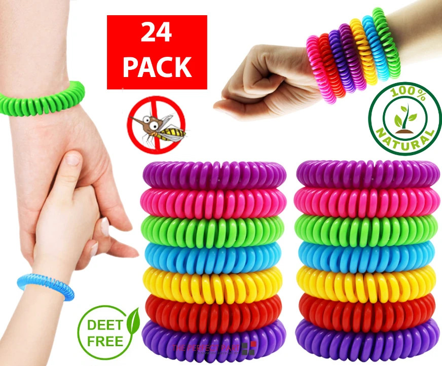 24Pack AntiBug Insect Repellent Bracelets Natural Wristbands for Pest Protection