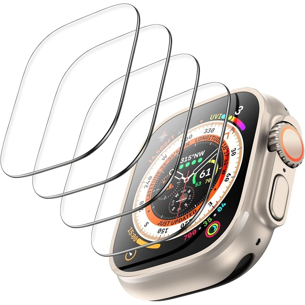 4 Pack Tempered Glass Screen Protector for Apple Watch Ultra 1/2/3 49mm