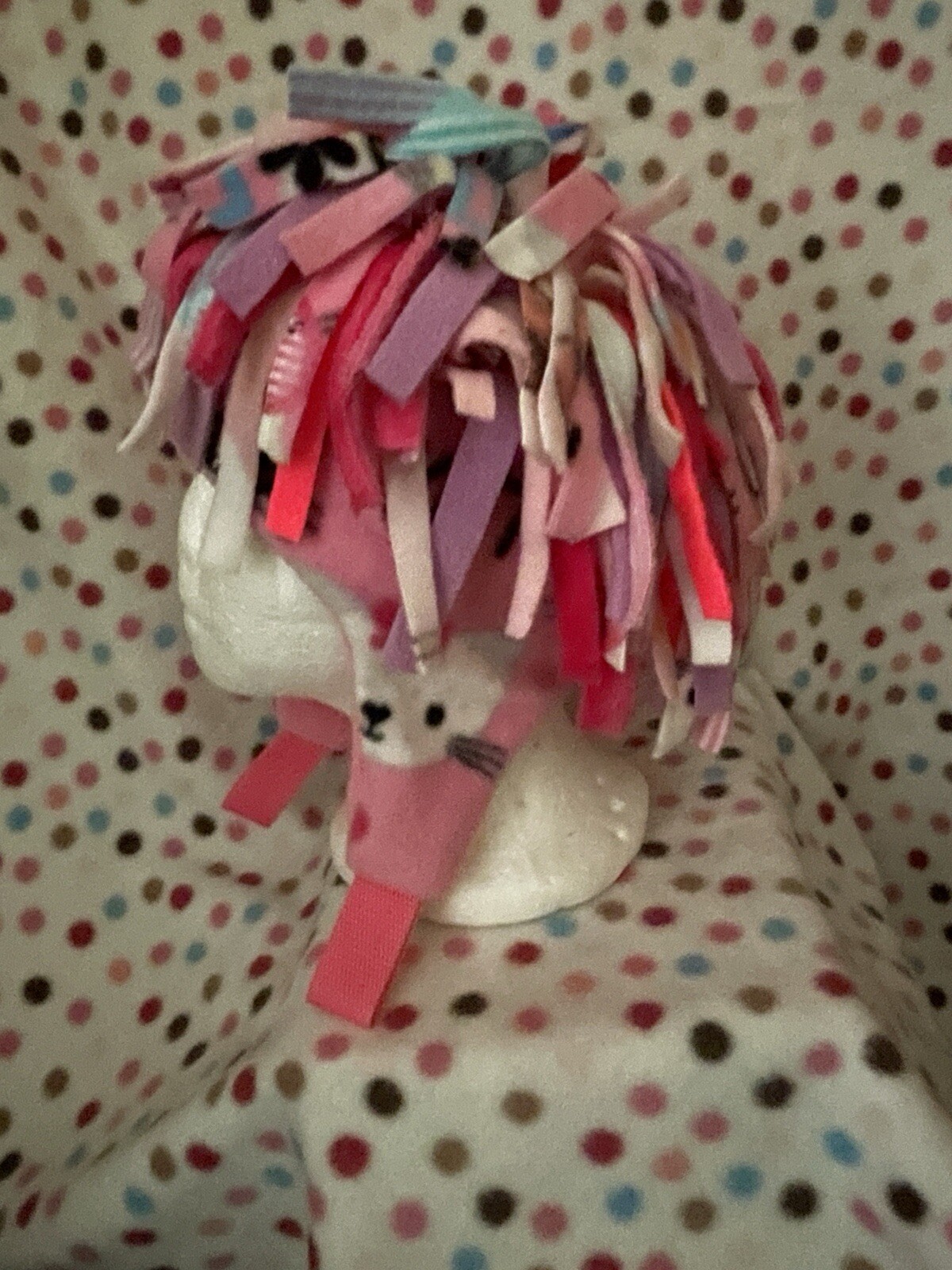Wild N Crazy KITTY DRAMA QUEEN Printed “hair” Hat. Handmade. Unique 1 Of A Kind