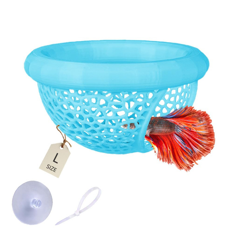 Stoneandegg Floating Betta Hammock Suction Cup Shrimp Cave Betta Fish Feeding