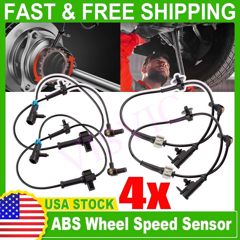 Front and Rear Left & Right ABS Wheel Speed Sensor 2 Pair for Chevy Silverado...