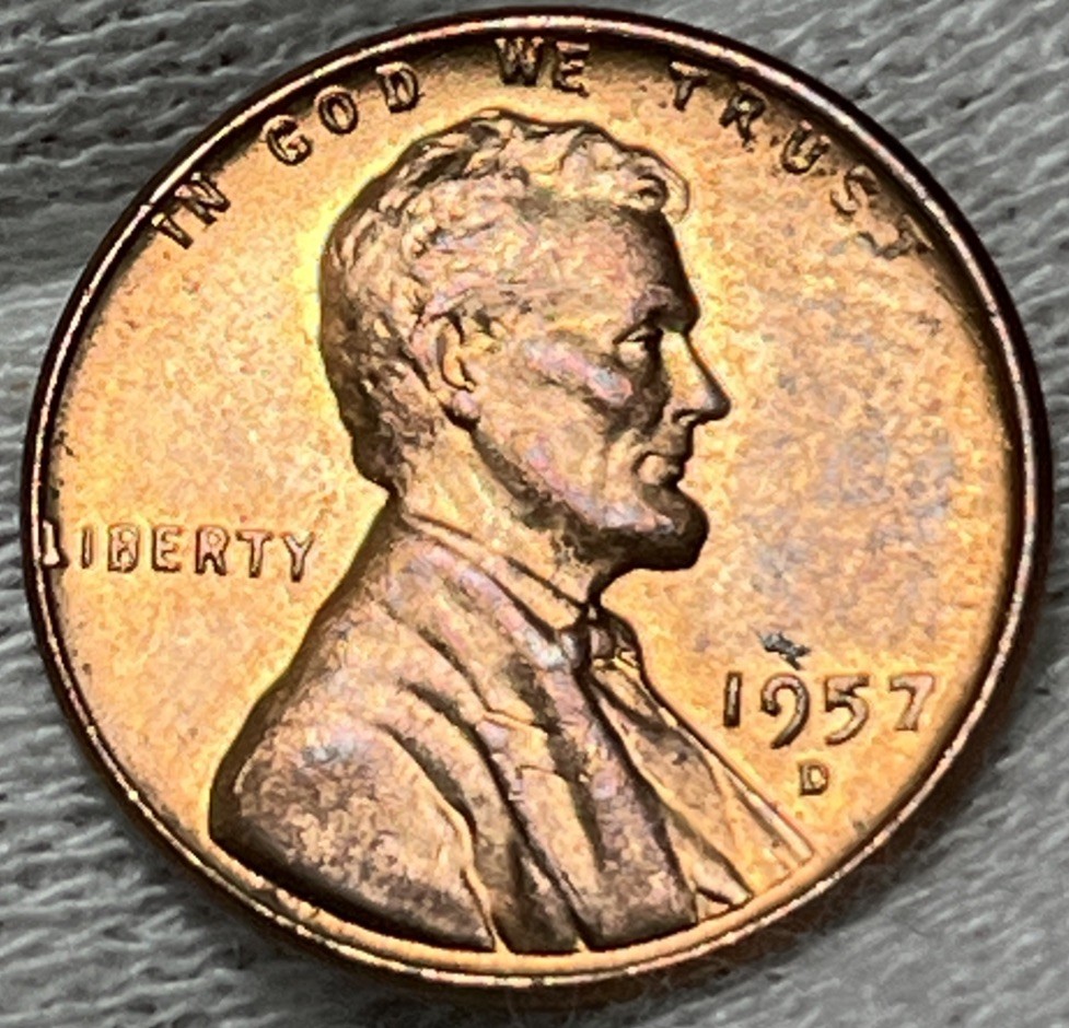 1957 D Lincoln Wheat Penny Errors Die Clash Uncirculated