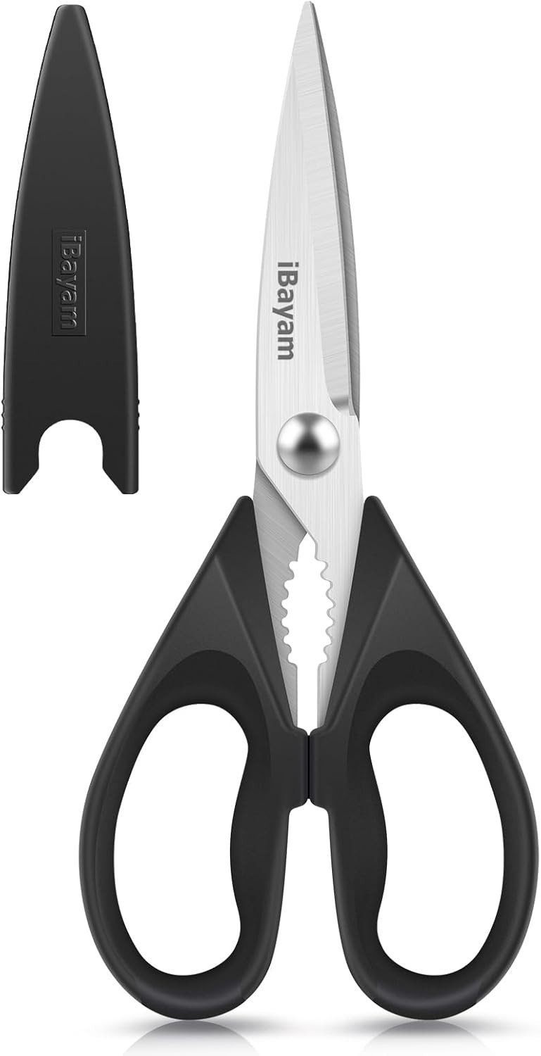 Versatile 8.5-Inch Stainless Steel Kitchen Shears - Multi-Functional, Compact