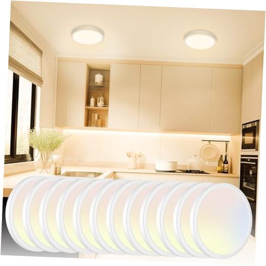12Pack LED Flush Mount Ceiling Light, Dimmable & 100W 6.5in-12Pack White