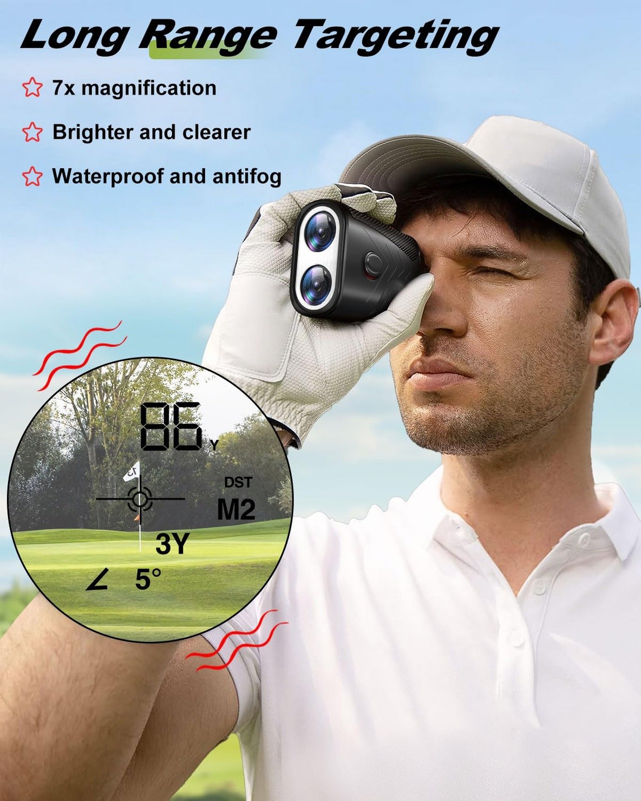 1200 Yards Range Finder Golf, 5X Magnification Golf Rangefinder with Slope, L...