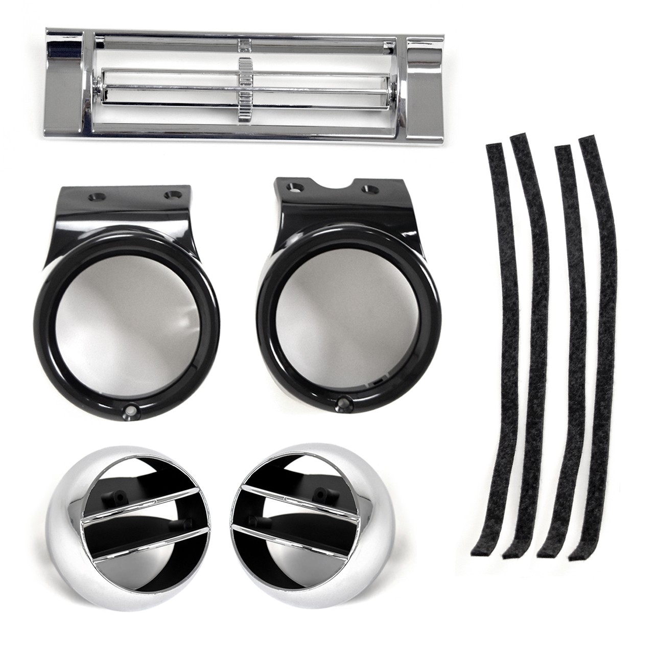 A/C Air Dash Black Bezels/Vents/Deflector Balls SET 1967-1972 C10 Pickup Truck
